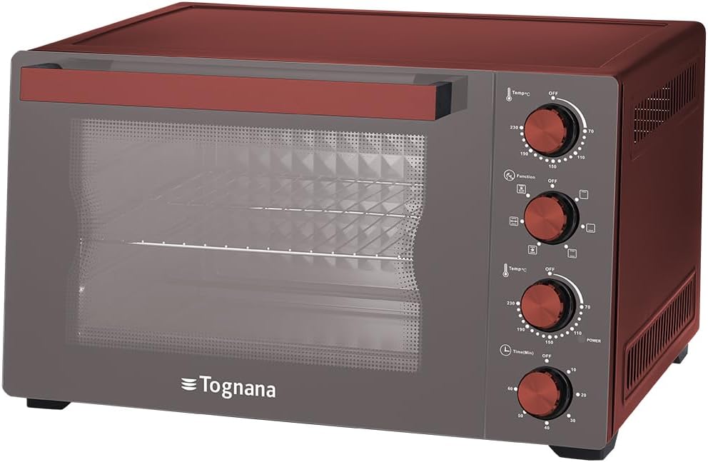 Fornellini elettrici, Forno Elettrico 45 L, Iridea, alluminio e vetro, rosso, Tognana