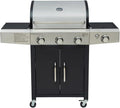 Arsard Barbecue a gas, Completo Di Bruciatore Laterale, Coperchio, Termometro, Griglia In Ghisa, Ruote E Struttura In Acciaio Inox
