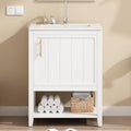 Mielvu Mobili a terra, Mobile da bagno singolo, con lavabo in ceramica, con ripiano (bianco)