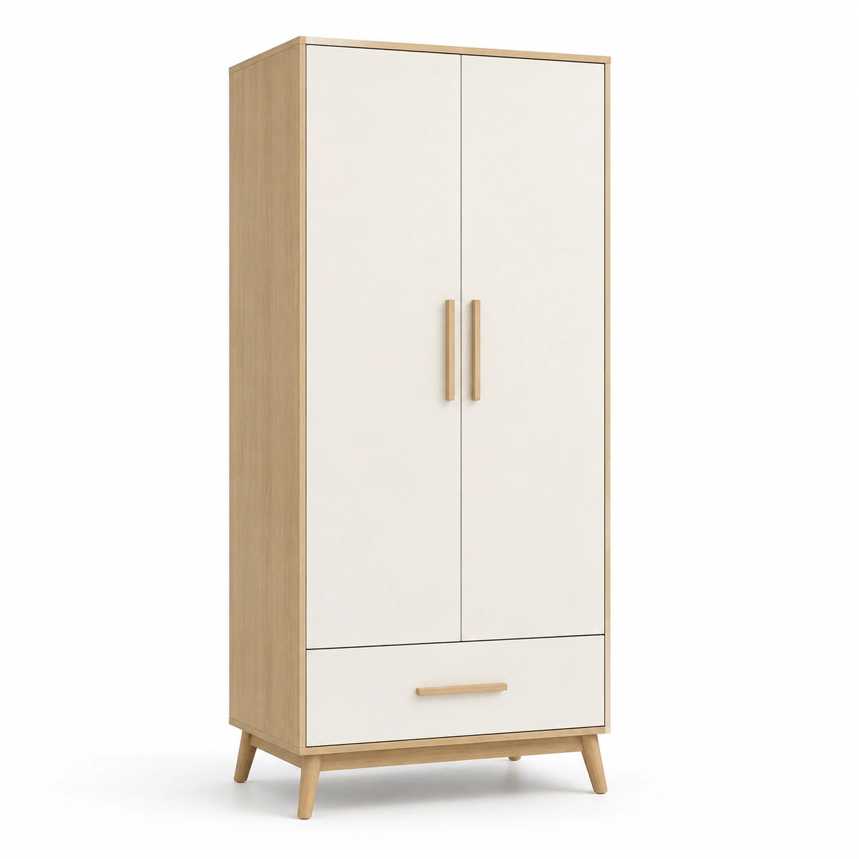 Armadio a Due Ante in Legno e MDF Bianco 80x50x180 cm