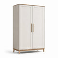 Armadio a due ante in legno e MDF bianco e rovere chiaro