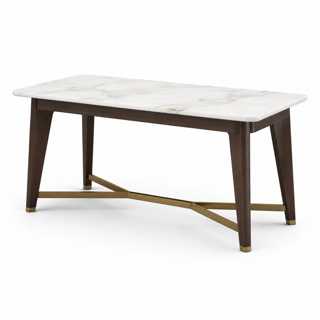 Tavolo da pranzo in legno e marmo bianco, 200x90x75 cm