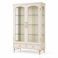 Vetrina in legno con ante in vetro e gambe dorate 200x100x40 cm