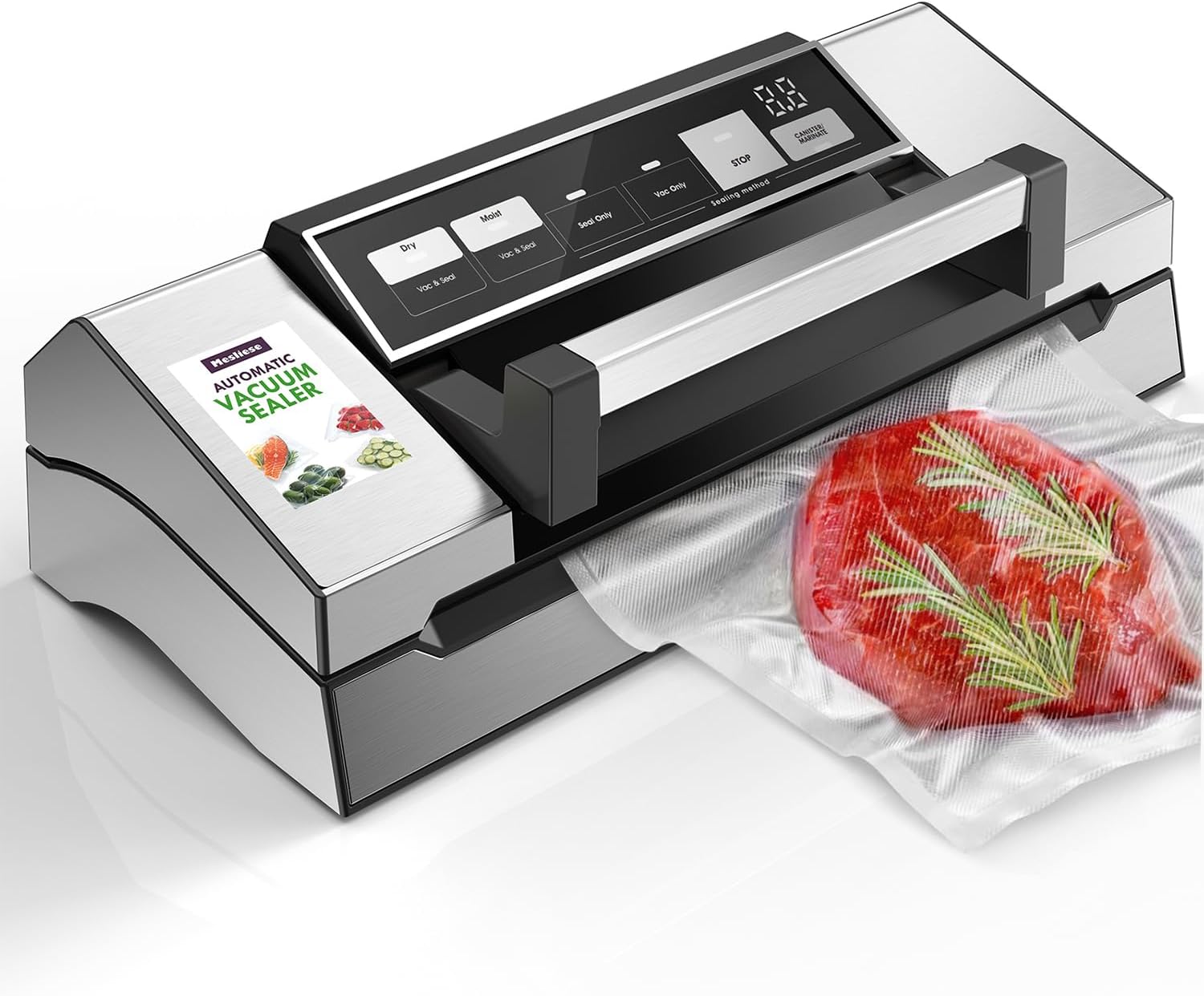 Mesliese Macchine sottovuoto per alimenti, superpotente sigillatore alimentare di progettazione da 95 kPa 140 W a impugnatura manuale