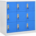 Festnight Credenza, Armadietto con Chiave, Armadietto Metallo, Armadietto con Serratura, Armadio Ferro, Grigio Chiaro e Blu 90x45x92,5 cm Acciaio