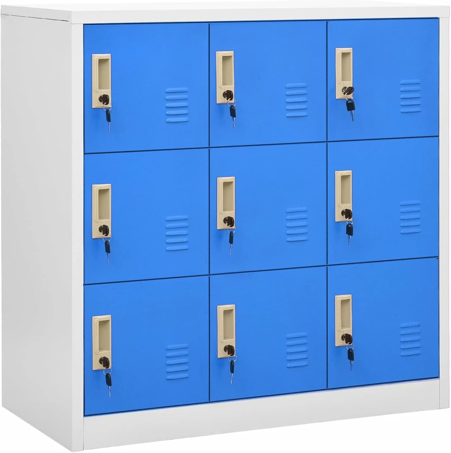 Festnight Credenza, Armadietto con Chiave, Armadietto Metallo, Armadietto con Serratura, Armadio Ferro, Grigio Chiaro e Blu 90x45x92,5 cm Acciaio