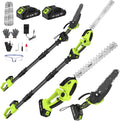 Tagliasiepi, 2 * 4000 mAh Batterie Ricaricabili per Tagliare Giardini, 4* Catene 6', Motosega e con Asta Telescopica, Arbusti, Rami, finade