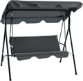 Dondoli per portico, Dondolo da Giardino 3 Posti con Tettuccio Parasole Regolabile, Portata Fino a 240 kg, Grigio, Outsunny