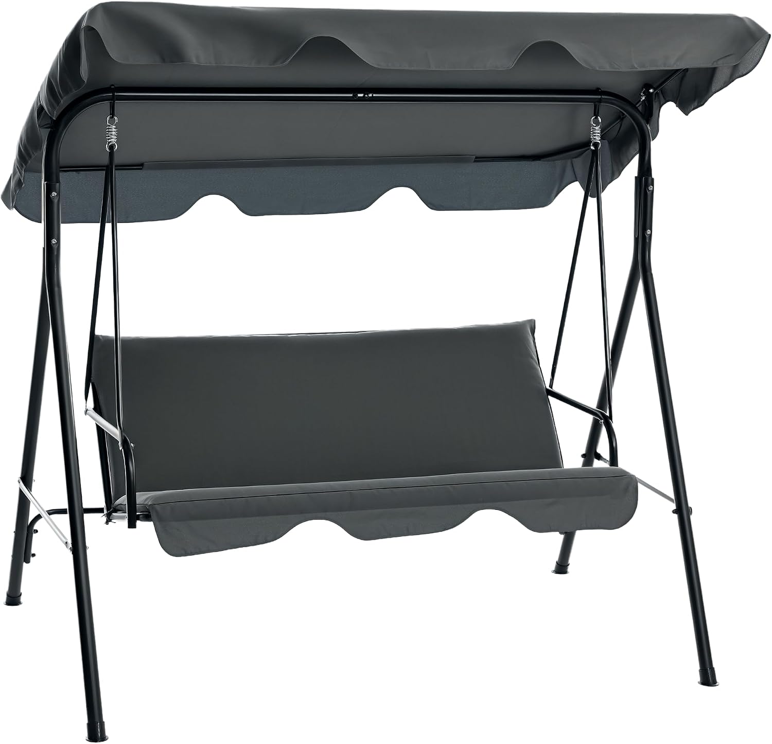Dondoli per portico, Dondolo da Giardino 3 Posti con Tettuccio Parasole Regolabile, Portata Fino a 240 kg, Grigio, Outsunny