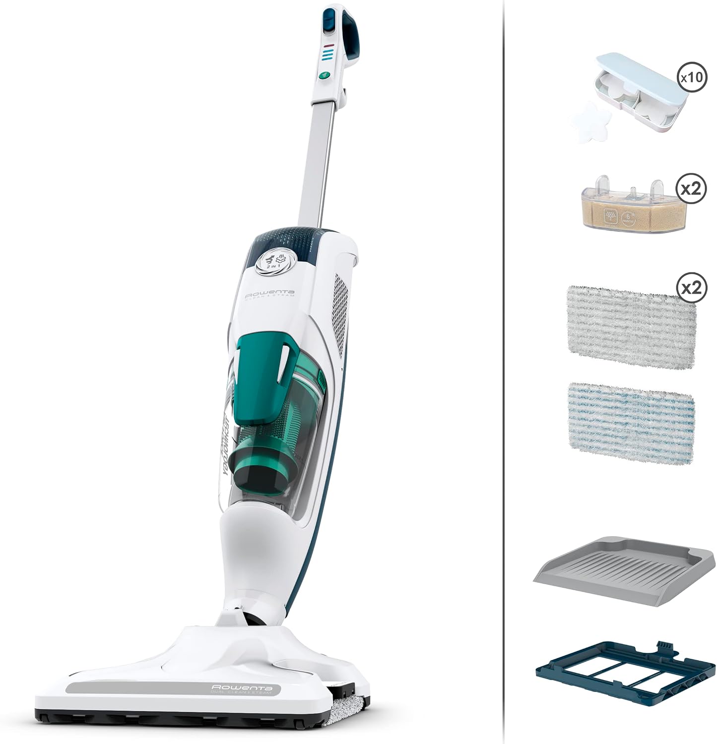 Aspirapolvere e pulitori a vapore, Clean & Steam Revolution Aspirapolvere a Vapore, Lavapavimenti Multisuperficie, Serbatoio Amovibile, Rowenta RY7757