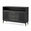 Credenza in Legno con Ante e Cassetti Nera