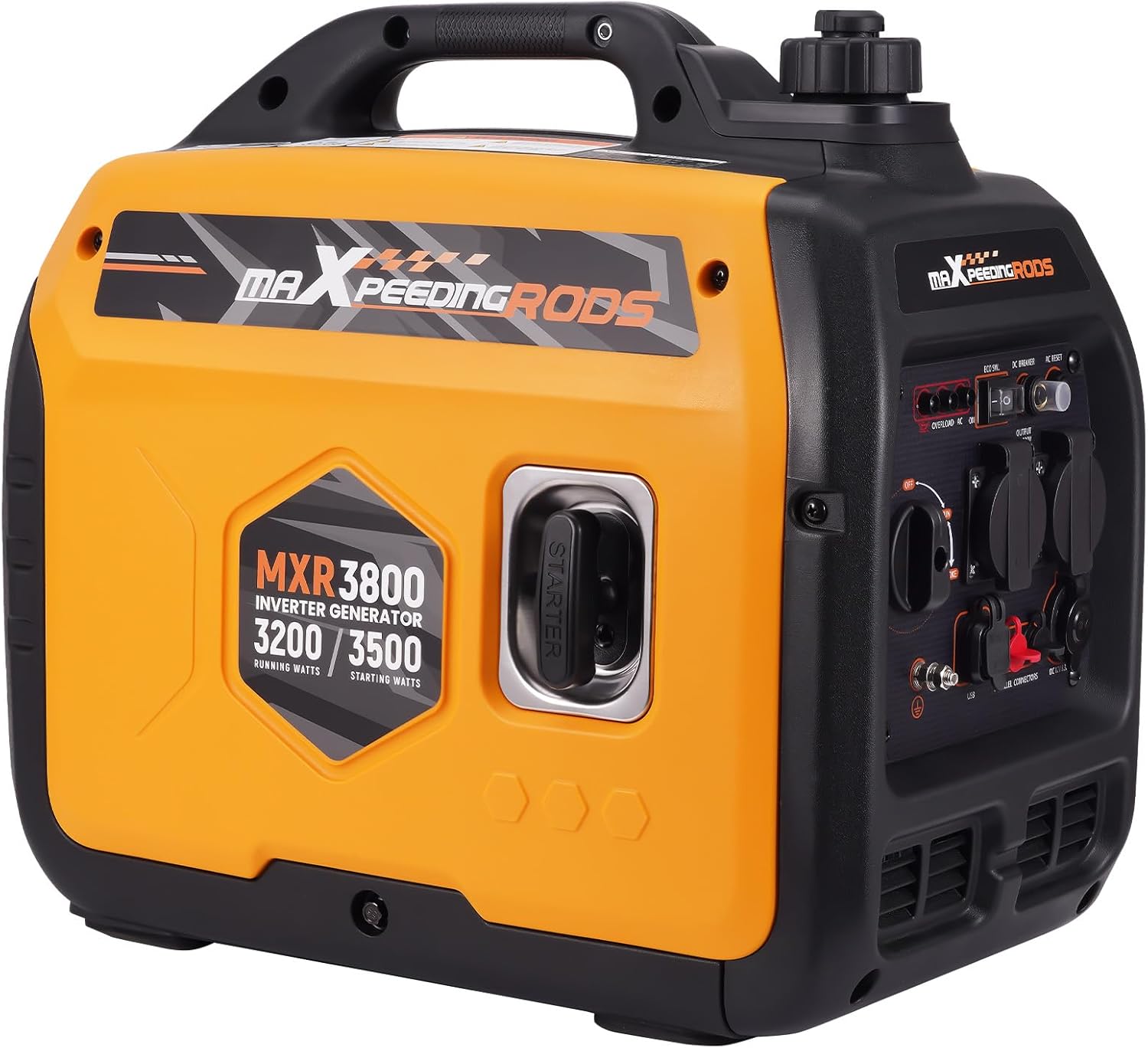 maXpeedingrods Generatore, di Corrente 3500 W, Portatile Inverter a Benzina 4 Tempi con 2 prese da 230 V, 2 USB, 1 presa da 12 V CC