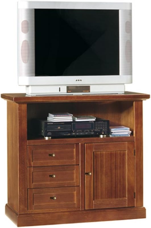 mobili2g Mobiletti, Mobile porta tv, stile classico, in legno massello e mdf con rifinitura in noce lucido - Mis. 84 x 40 x 80