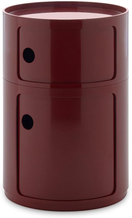 Comodini, Mobile Contenitore 2 Elementi, Diametro 42 cm, Componibili Big, Bordeaux, Kartell