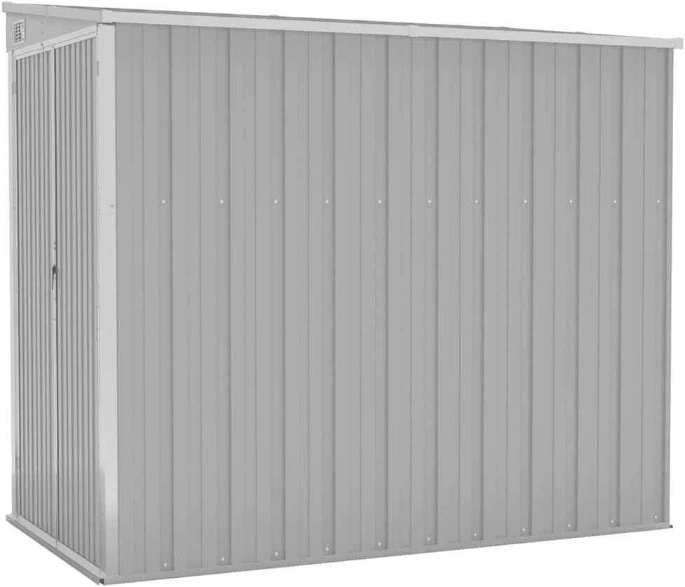 Casetta da giardino, vidaXL, Capanno Giardino a Parete Grigio 118x194x178 cm Acciaio Zincato