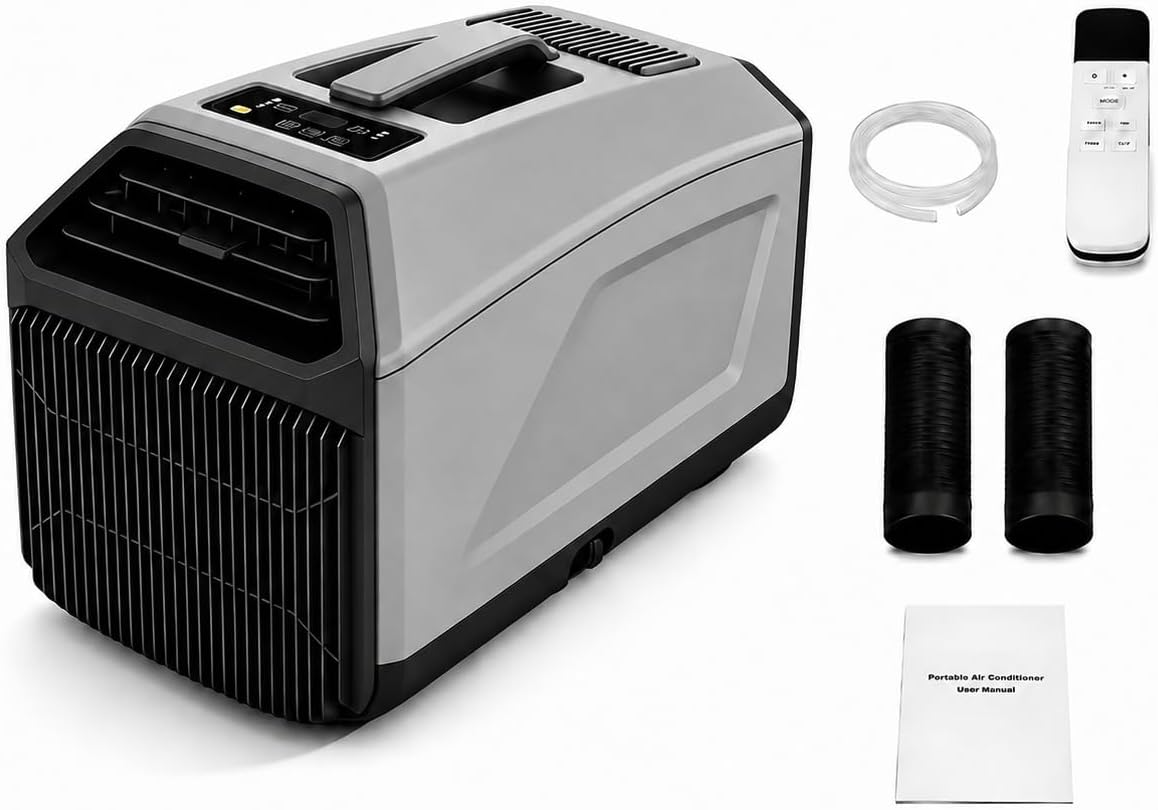 Condizionatore portatile, Climatizzatore da Camper e Campeggio - 4500, 5100 BTU Doppio Tubo, Van, Casa, off-Grid, KPOUYYDS 4500BTU