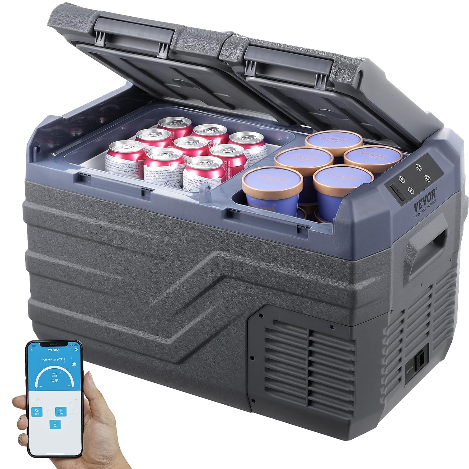Frigoriferi, Congelatore Portatile Doppia Zona 25 L, 12 Volt, Gamma Regolabile da -20~20 °C, Dispositivo di Raffreddamento a Compressore 12, VEVOR
