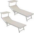 Baroni Home Lettino prendisole, Spiaggia, Piscina Rivestito in Textilene, Comodo e Resistente lettino da giardino, 60x190x35 Bianco