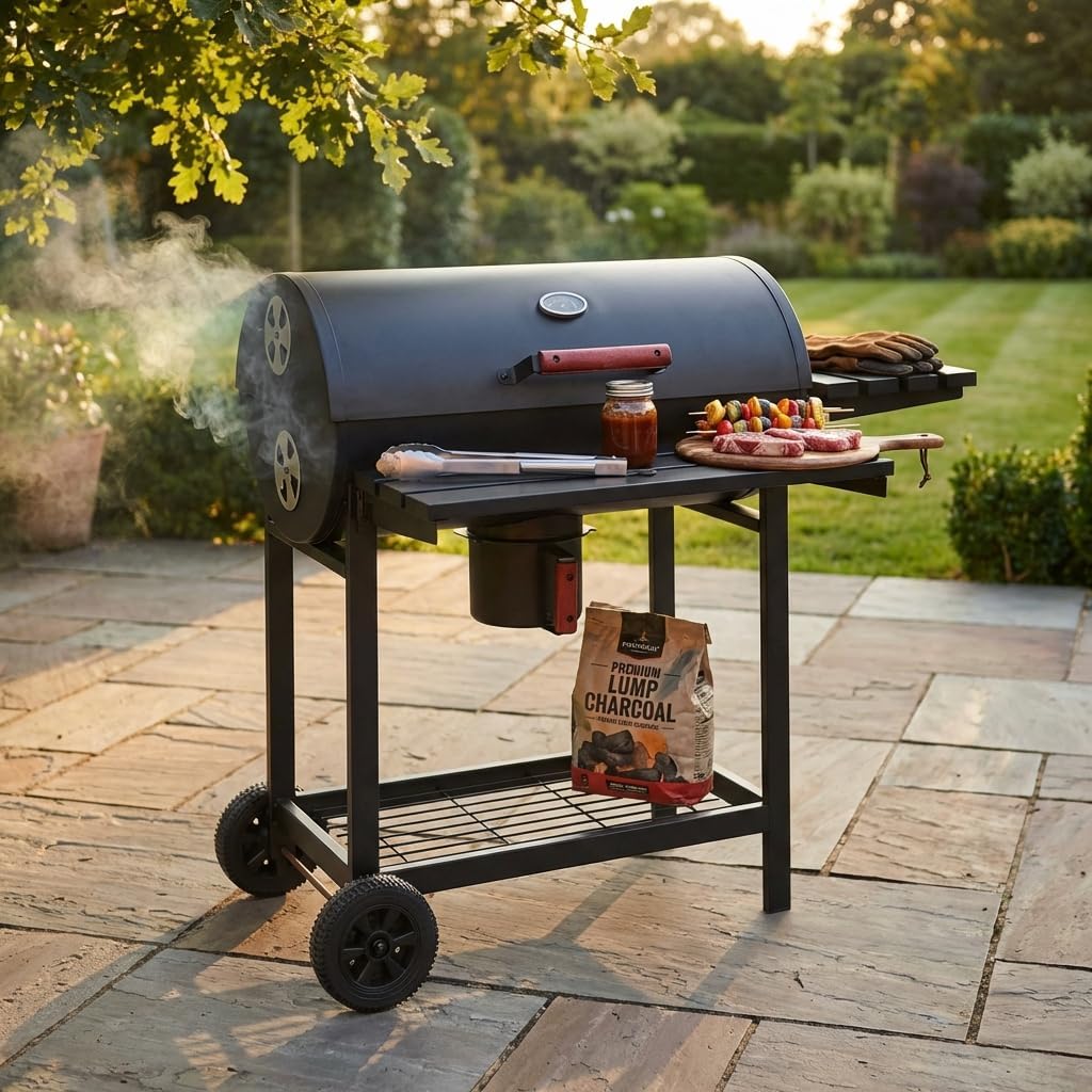 BS COM Barbecue a carbone, lla con Affumicatore in Acciaio cm 113x97 5x70 - WAGYU Nero