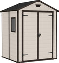 Keter Casetta da giardino, Manor 6x5, 185x152x226H Cm, Beige, Finitura Effetto Legno Graffiato