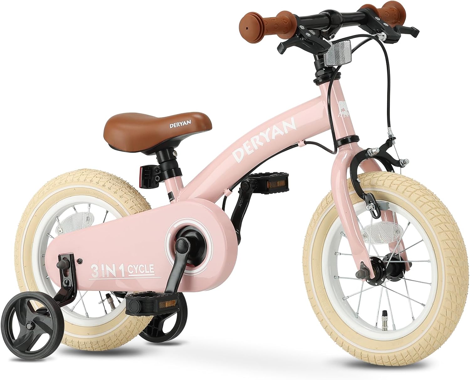 Deryan City bike per bambini, Con Rotelle e Pneumatici ad Aria, Bambino e Bambina, 3 in 1, 14 o 16 Pollici, Bicicletta per bambini di lusso