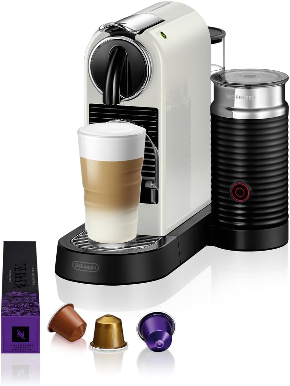 Nespresso EN267 Macchina da caffè, Citiz & Milk con Aeroccino.WAE, di De'Longhi, Sistema Capsule, colore White