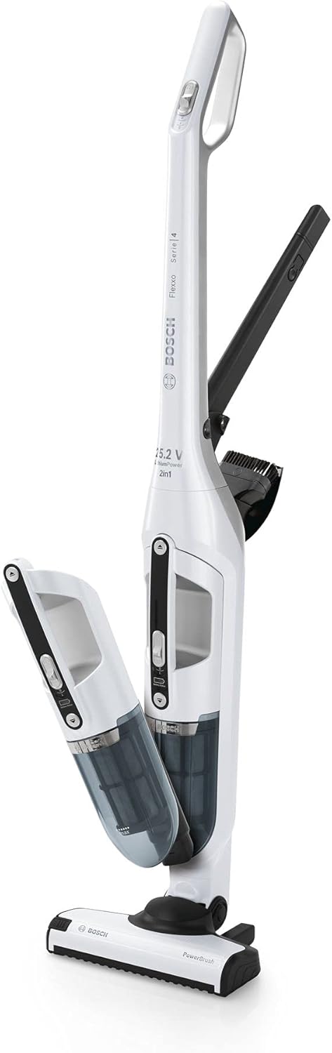 Aspirapolvere senza fili, Bianco, Ricaricabile 2in1, Flexxo 25.2 V Serie I 4 - Aspirapolvere a Batteria, Bosch