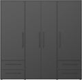 AVANTI TRENDSTORE Armadio, Fathie - con 4 ante battente e 4 cassetti in legno laminato nel colore nero opaco