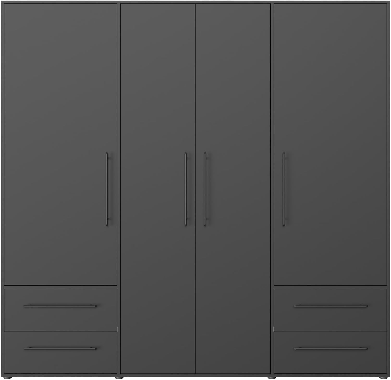 AVANTI TRENDSTORE Armadio, Fathie - con 4 ante battente e 4 cassetti in legno laminato nel colore nero opaco