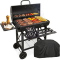 RMF PRO Barbecue a carbone, Ripiani Laterali Pieghevoli, Cassetto Raccogli-Cenere, Carrello in Acciaio Resistente con Ruote