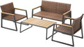 Set mobili da giardino, ideale x Giardino, Salotto Giardino per esterno, Terrazzo, Saloni, Set Patio Tavolo + 2 Sedie + 1 Divanetto, Shally Dogan
