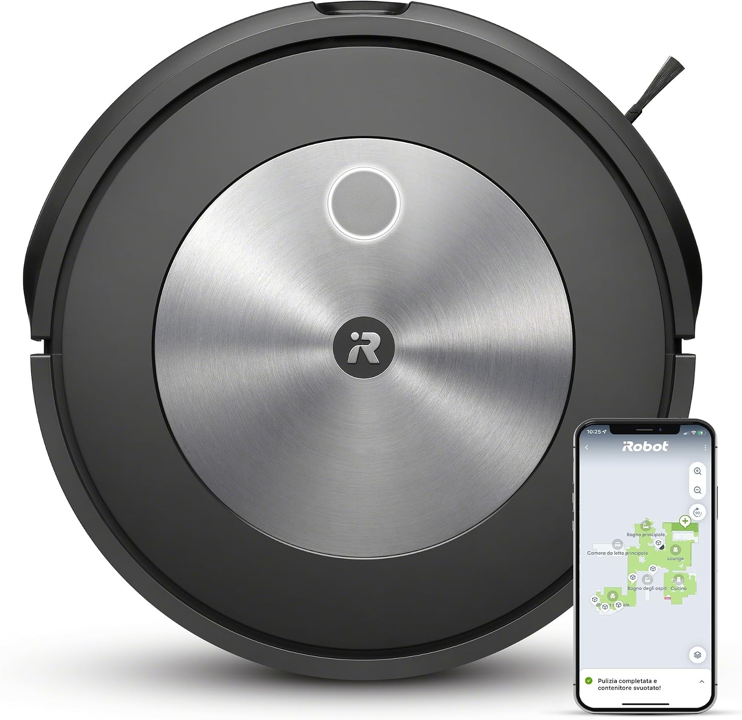 Robot aspirapolvere, 2 Spazzole MultiSuperficie, Roomba J7, Mappatura Intelligente, Rilevamento Ostacoli, Wi-Fi, Silver, iRobot