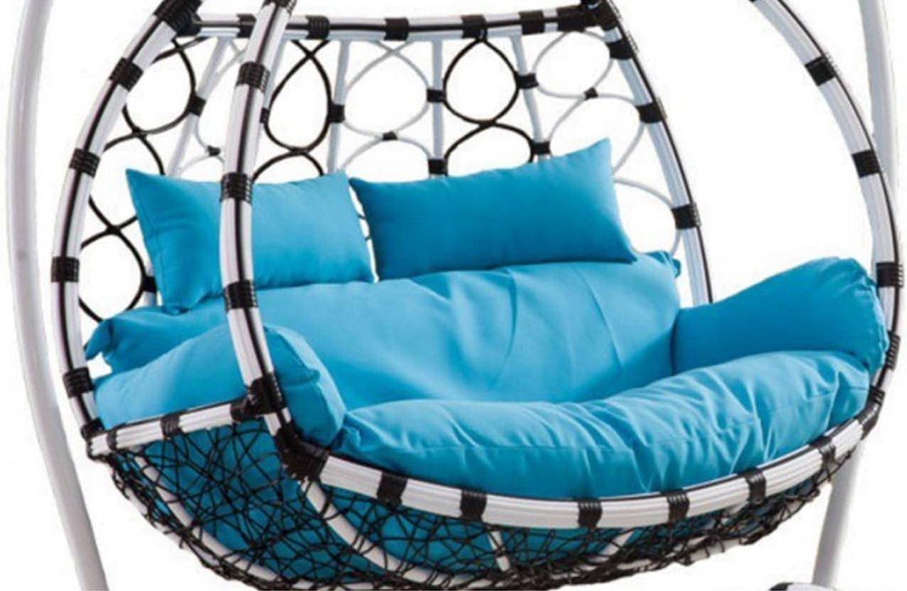 Generic Sedia sospesa, in rattan, design a nido d'uovo, altalena con cuscini, doppia impermeabile per 2 persone