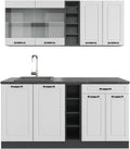 Vicco Moduli componibili, antracite, Cucina completa R-Line, adatto per l'espansione individuale con moduli aggiuntivi, Bianco rustico