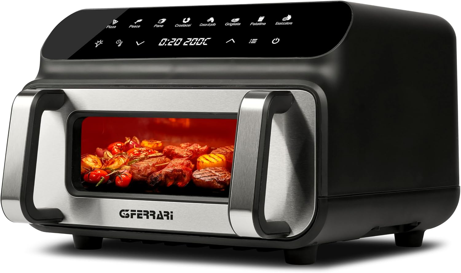 Friggitrice ad aria, 2000 W, 10 Litri XXL, 8 Programmi, Friggitrice e griglia ad Aria BBQ, Multifunzione, Barbecue Smokeless, Timer, G3 Ferrari G10181