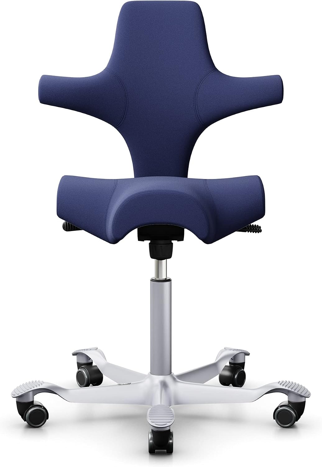 Sedie da scrivania, Capisco 8106 Xtreme Poltrona da ufficio, 200 mm, con molla a gas standard, (argento, imbottitura blu navy), Hag EXR024