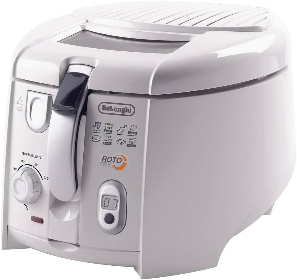 Friggitrice ad aria, Plastica, Bianco, .W1 RotoFry Friggitrice, 1800 W, 1.3 Litri, De'Longhi F28533
