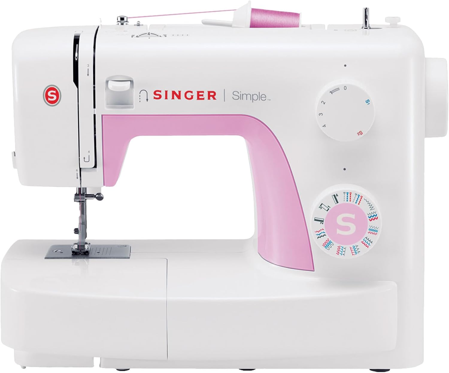 Singer Macchine da cucire semplici, Simple 3223, 23 programmi essenziali, Rosa, Macchina per cucire meccanica, Bianco