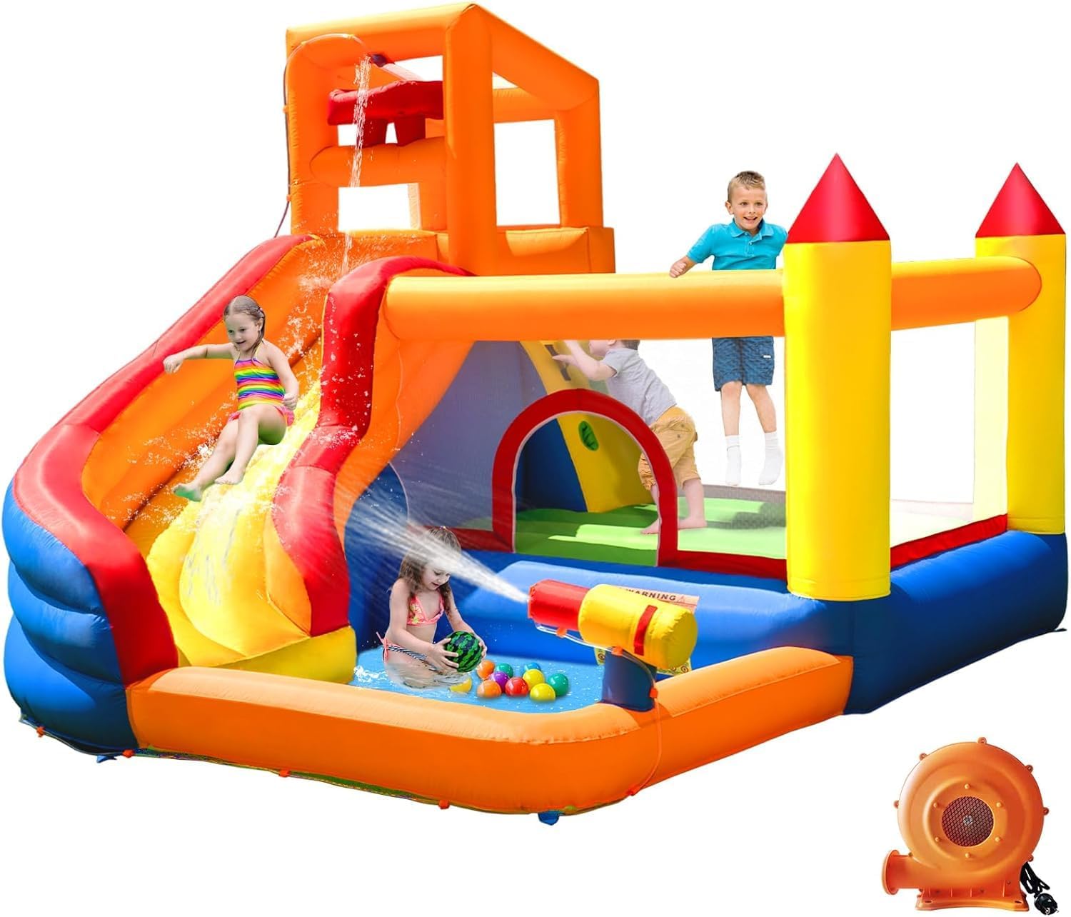 Ballsea EN71-1 Giochi e castelli gonfiabili, Castello gonfiabile con soffiatore, per bambini da 3 a 10 anni