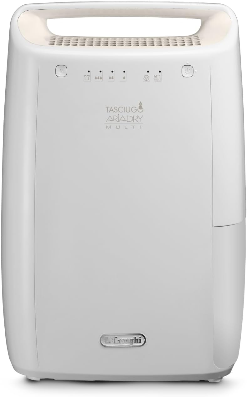 De'Longhi DEX210SF Deumidificatori, Giorno, Tasciugo AriaDry - Deumidificatore Casa Portatile con Sistema di Filtrazione a 3 Azioni, Asciugabiancheria