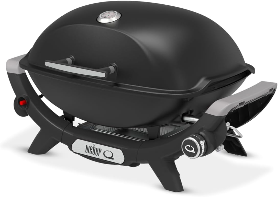 Weber Q2100N Barbecue a gas, 1 bruciatore, Barbecue Portatile, Coperchio Alto, griglia in ghisa Smaltata in Porcellana a 2 sezioni - Nero (1501082)