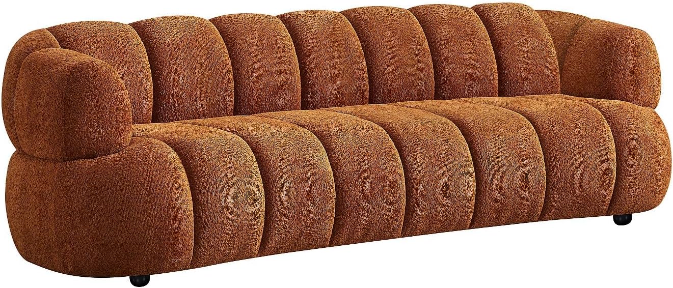 Divano, Morbidità del tessuto bouclé, Effetto trapuntato, fisso 3 posti Coliani - poliestere - terracotta, Vente-unique L227