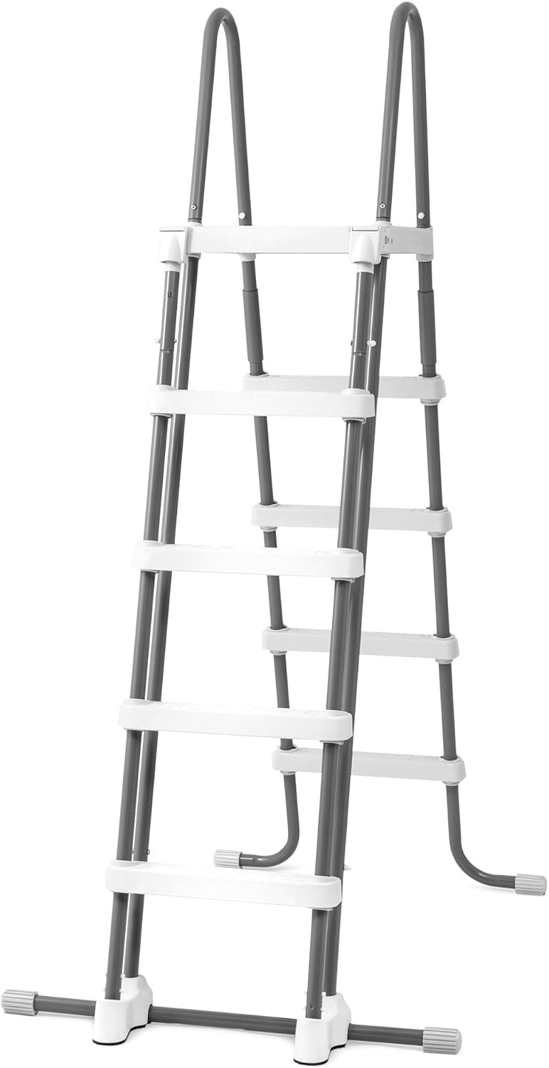 Intex Scalette, 28077 - Scaletta Deluxe con gradini removibili per Piscina, Acciaio e Plastica, Grigio