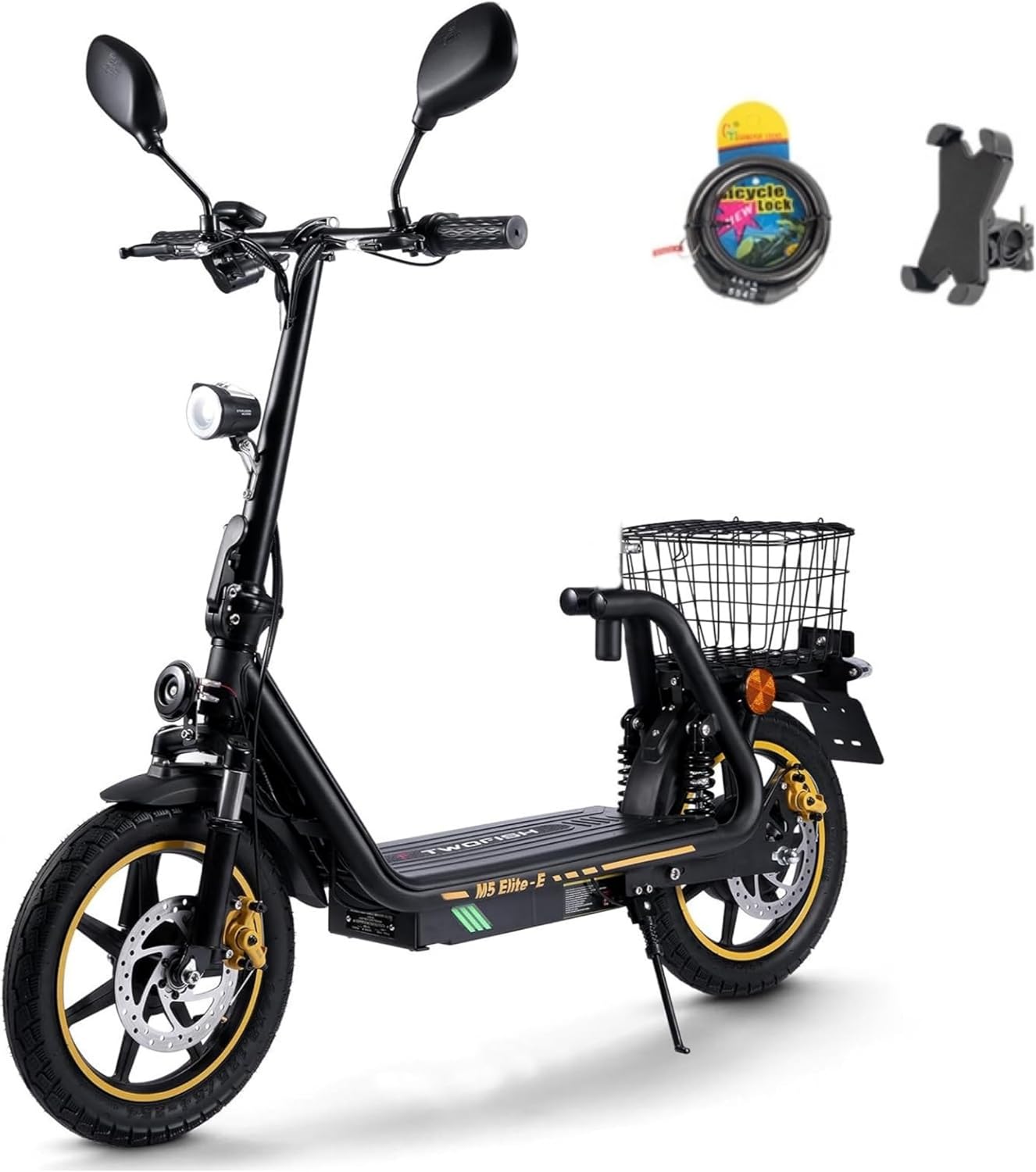 Monopattini elettrici, M5PRO-E Monopattino Elettrico Pieghevole, 48 V 13 Ah, 30Km di Autonomia, Pneumatici 12', Display, Sedile, IWAFO M5-PRO-E
