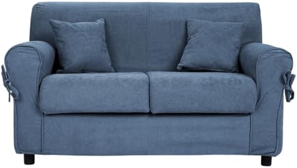 Liberoshopping Divano, 2 posti sfoderabile in tessuto imbottito larghezza 150 cm Blu balena