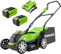 Greenworks -G40LM35K2X Tosaerba, G40LM35K2X, Sacca da 40 L CON Due Batterie 40 V 2 Ah e 1 Caricabatterie, Garanzia 3 Anni
