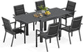Set da pranzo, Grigio Scuro, 6 Persone Set Tavolo e Sedie Da Giardino In Alluminio, Set Da Giardino Esterno, Devoko 80-160CM