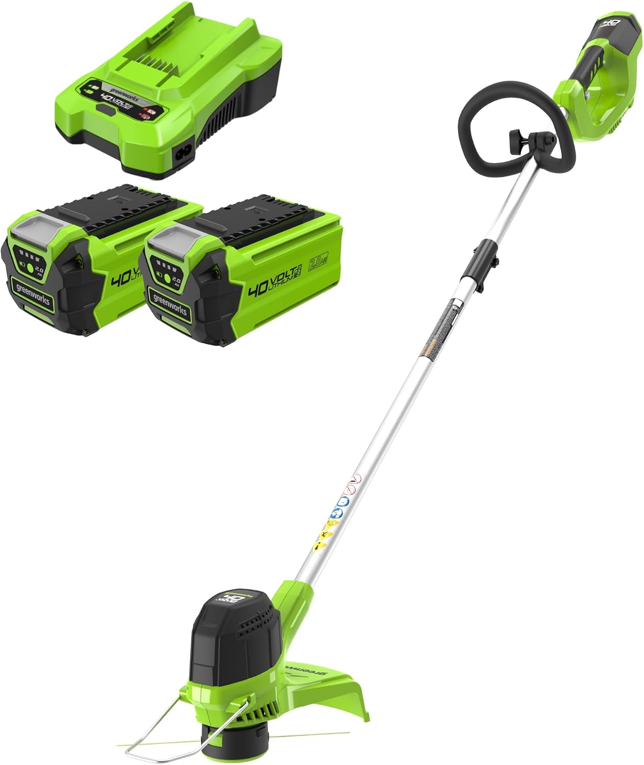 Greenworks G40LTK2X Decespugliatore, Altezza Regolabile, 40 V Tagliabordi a Batteria per Giardini Medi