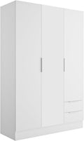 Composad Armadio, della Linea ESPRESSO con 3 Ante e 2 Cassetti, (LxAxP) 119,3x184,4x46,3 cm, Contenitore, per Camera da letto, Colore Bianco