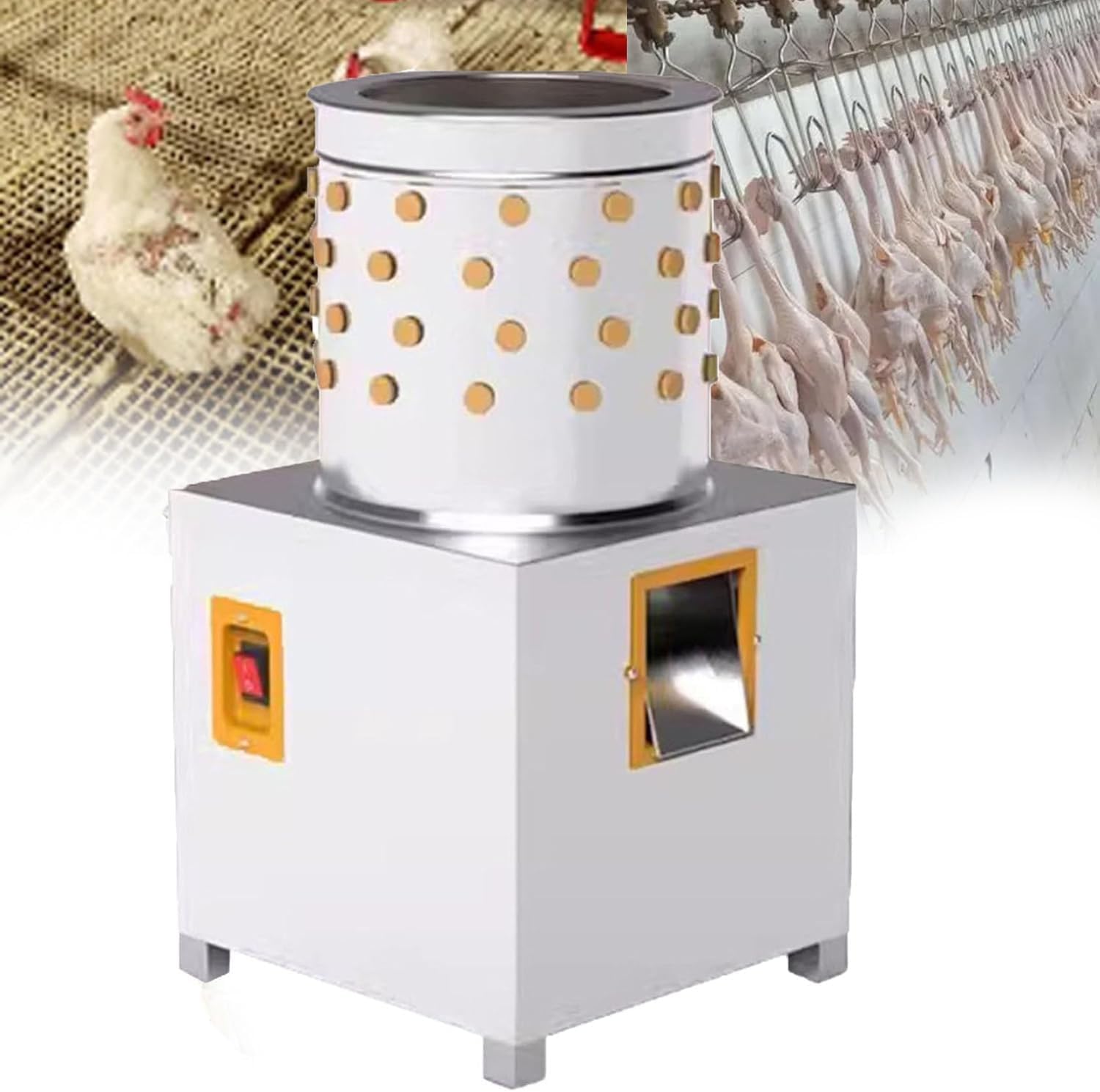 Mangiatoie per pollame, Spennatrice elettrica per pollame, ideale per pollame e uccelli, con 95 dita, velocità motore 1440 giri, min, Generic